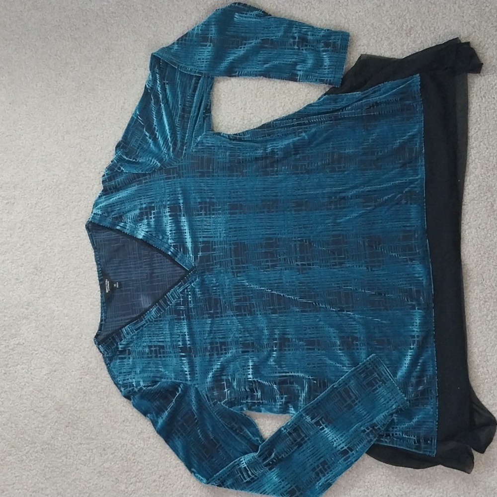 Vera Wang women's long sleeve velvet design, stretchy material top